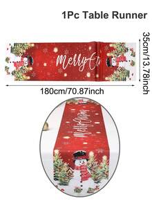 1 件，圣诞红底雪人圣诞快乐桌旗，35 * 180 厘米涤纶季节性冬季圣诞节圣诞节节日餐桌装饰，圣诞节装饰适用于 2025 年家居礼物新年 2026