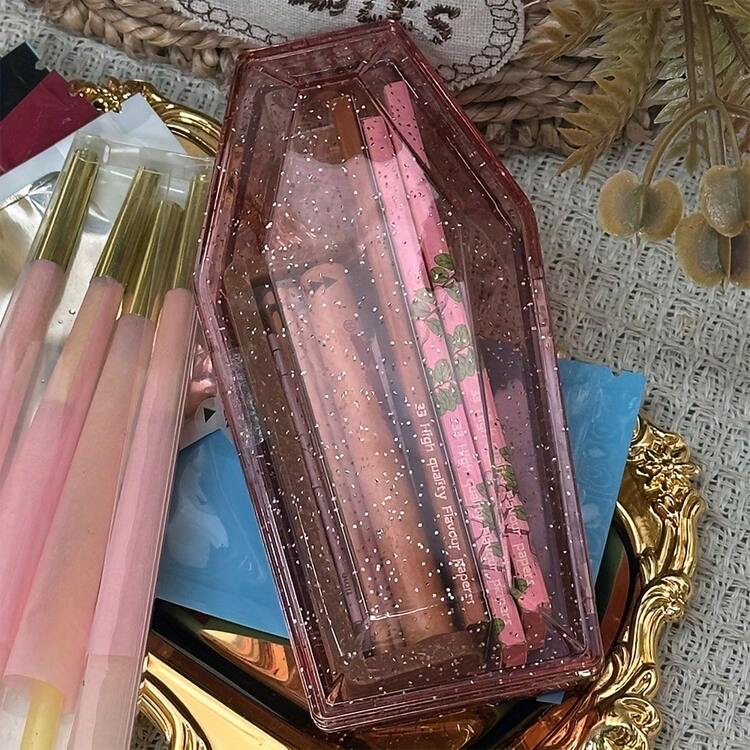 1pc Unique Coffin-Shaped Transparent Cigarette Case - Available In 5 Colors, Portable Storage Box For Cigarettes, Fits Regular & King Size, Interior Illumination, Unisex Portable Metal Cigarette Case, Engraved Cigarette Box, Crush-Proof Design Great For Daily Use By Women - Multicolor - View 5