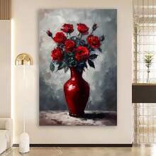 Framed Vintage Red Roses Canvas Wall Art, Still Life Painting For Living Room, Bedroom, Kitchen, Home And Office Decor - Framed - View 3