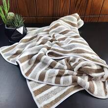 1条条纹超柔软浴巾，珊瑚绒材质，速干，吸水性强，适用于游泳池、海滩、房车、瑜伽、健身房 - 多种颜色可选，针织面料，房车内寝具配件