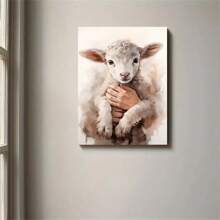 1pc Inspirational Canvas Painting - Jesus Gently Holding A Lamb, Biblical Artwork In Elegant , Ready-To-Hang Wall Decor For Living Room, Church, Classroom, Or Office, Perfect For Spiritual And Serene Spaces, No Frame