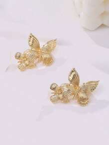 Elegante pinza para el cabello de metal con diseño de mariposa de moda