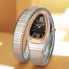 Women's Watches Snake Shape Diamond Watch For Women Luxury Ladies Gold Watch Analog Quartz Watch With Flexible Alloy Strap - Rose Gold Black - View 1