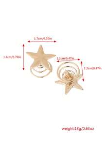12pcs Y2K Metal Pentagon Star Hair Clips, Suitable For Everyday Wear - Multicolor - View 6