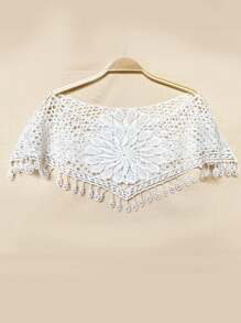 1pc Flower Hollow Out Shawl Elegant Solid Color Breathable Wrap Casual Cape Decorative Shawl & White Dress Outerwear Shawl Short Small Vest Decorative Wrap & Party Prom Wedding Bridal Shawls Wraps Valentine's Day