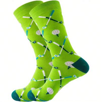 2 Pairs Of Men'S Golf Pattern Socks,Beautiful Golf Series Gifts,Socks For Men,Appropriate Festival Gifts (Christmas, Valentine's Day, Father's Day, Thanksgiving Day, Teachers' Day) And Birthday Gifts,Christmas Stocking Fillers,Christmas Decorations