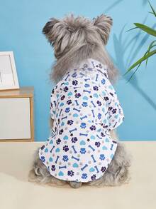 1 pieza Ropa de estilo hawaiano de poliéster ligero con , adecuada para gatos y perros pequeños para usar tanto en interiores como en exteriores en todas las estaciones (El tamaño del producto es pequeño, se recomienda pedir 1-2 tallas talla grande grandes) - Azul - Ver 5