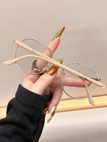 1副塑料金属几何全框新款高级多色现代简约风格变色女式时尚眼镜，适合日常生活、夏季驾驶、户外徒步、海滩露营、音乐节、约会、外出等场合佩戴，是夏季海滩度假、户外活动和旅行的时尚配饰。