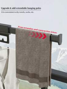 1 pièce Étendoir à vêtements pliable avec tige rétractable, fil à linge rétractable invisible monté au mur pour balcon, buanderie, salle de bain, patio, appartement, dortoir, étagère à vêtements super robuste et extensible