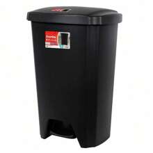 12.1 Gallon Plastic Step-On Trash Can For Kitchen - Black Home Storage Solution