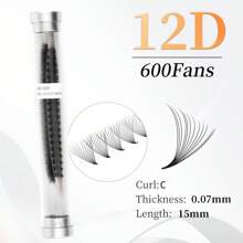 DAIFIYAN Pestañas postizas premontadas de volumen 600/480/420, hechas a mano con tallos naturales largos en 6D/8D/10D/12D/14D/16D/20D/30D/40D, forma C, longitud de 8-15 mm, extensiones de pestañas de visón artificial