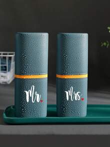 Portable Couple Travel Toothbrush Cup, Wash Cup, Household Bathroom Storage Box, Tooth Tank, Mouthwash Cup, Travel Toothbrush Case, Rinsing Cup, And Toothpaste Holder - Alcohol-Free, Compact Design, Perfect For Oral Care On The Go.Couple Supplies,Outdoor Business Travel Supplies Box,Valentine's Day Gift - Multicolor - View 3