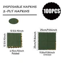 100pcs, 25 Solid Color Hot Stamping Shaped Napkins In 4 Colors Each, Wedding, Birthday, Garden, Party Decoration Napkins, Used For Restaurant, Kitchen, Coffee Shop Decoration Supplies - Multicolor - View 4