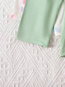 10pcs/Set Baby Girls Casual Long Sleeve T-Shirt And Pants, Cute Sweet Heart & Letter Printed Stretchy Pullover Top And Trousers Set, Suitable As Underclothes Or Standalone Wear For Baby Girl In Spring/Autumn - Green - View 11