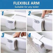 Toilet Night Light , Motion Sensor Activated LED Lamp, Fun 8/16Colors Changing Bathroom Nightlight Add On Toilet Bowl Seat, Perfect Decorating Gadget For Dad Adults Kids Toddler-Battery Not Included - Multicolor - View 5