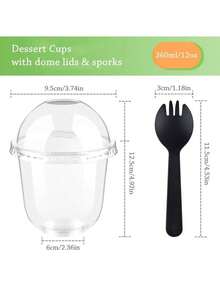100Pcs Plastic Dessert Cups With Dome Lids (No Hole) And Sporks, 8oz/12oz/16oz Clear Disposable Yogurt Parfait Cups, No Leaking Individual Party Snack Cups For Cake, Mousse, Milkshake, Yogurt, Ice Cream, Fruits - 透明 - 查看 4