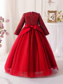 Girls Luxury Long Dress, Spring & Autumn Children Princess Dress