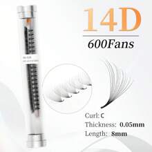 DAIFIYAN Pestañas postizas premontadas de volumen 600/480/420, hechas a mano con tallos naturales largos en 6D/8D/10D/12D/14D/16D/20D/30D/40D, forma C, longitud de 8-15 mm, extensiones de pestañas de visón artificial