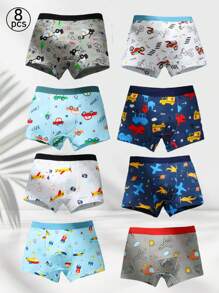 8-Pack Cartoon Dinosaur Print Boys Cotton Boxers Big Boy Little Boy Soft Boxers Four Seasons Comfort