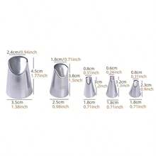 5pcs Stainless Steel Chrysanthemum Piping Nozzle Set, Ruffle Cream Pastry Tip Cake Decorating Tools - Silver - View 3