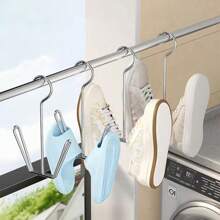 1/2 pièces en acier inoxydable robuste et durable, crochets, support minimaliste pour chaussures et vêtements, support de séchage pour vêtements de balcon, support de séchage multifonctionnel, support à chaussures pour fenêtre de balcon, support à chaussures, adapté pour dortoir étudiant, anniversaire, Noël, Halloween, cadeau de Thanksgiving, fournitures de rentrée scolaire, pour une utilisation intérieure et extérieure à la maison