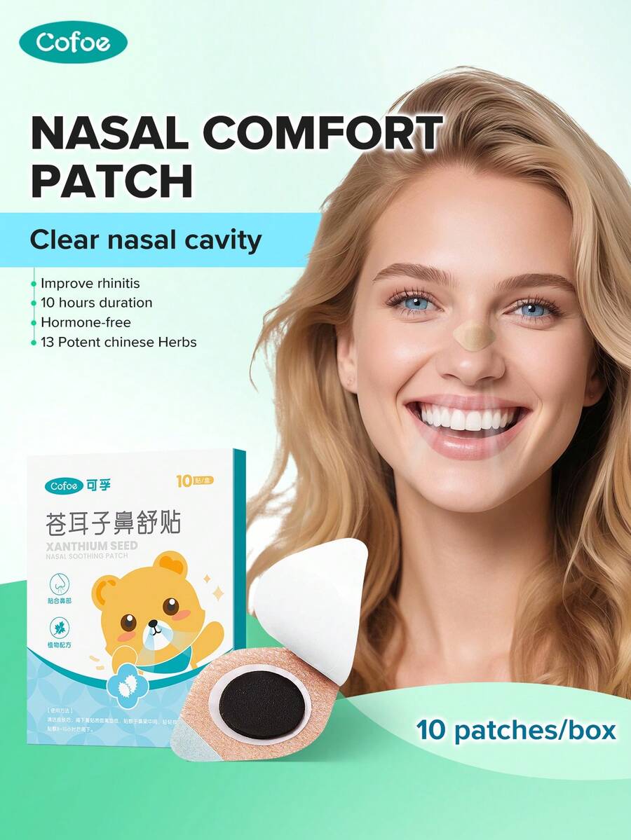 Cofoe Nose Area Comfort Stickers, 10 Patches/Box Nasal Breathing Pads, Gentle Long-Lasting Nasal Soothing Patches For Night Sleep, Daily Nasal Comfort & Leisure Personal Care - 10 cái - Xem 1