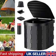 Folding Toilet Car Outdoor Travel Potty Portable For Camping Hiking Beach - Black - View 4