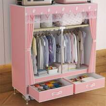 Easy Assembly Wardrobe With Drawers, Cloth Closet For Home Bedroom, Rental/Dorm Usage, Standing Hanging Rack