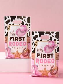 10/25/50 piezas Bolsas de regalo con diseño de sombrero de vaquera rosa, Bolsas de regalo con patrón de sombrero de vaquero rosa para fiestas con temática de vaquera, suministros de decoración para fiestas de mujeres, despedidas de soltera, cumpleaños, baby shower, envoltura de regalos, bolsas de plástico multiusos para envoltura de regalos, suministros de cocina, recuerdos de fiesta
