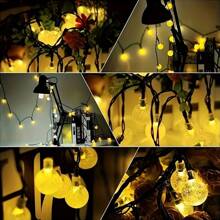 Solar-Powered Crystal Globe String Lights - 20/30/50/100/200 LED, 16.4/22.9/39.3ft Outdoor Decor For Halloween, Christmas, Thanksgiving, Weddings & Garden Parties - Warm White, Colorful & Single White Options, IP44 Waterproof