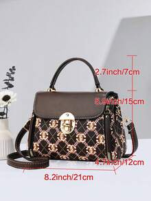 1pc Retro Floral Print One Shoulder Handbag, Twist Lock Flap Zipper Wallet, Elegant Women Purse For Holiday Outfit, Sweet Style Gift For Ladies