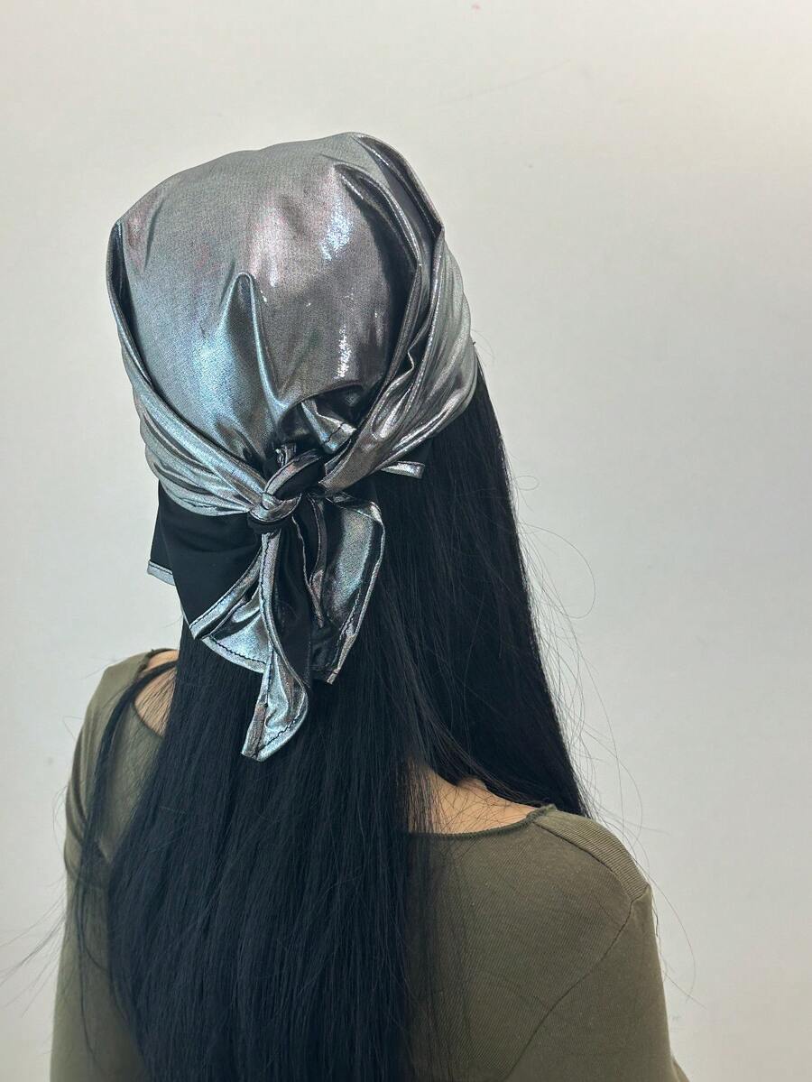 1pc Women's Classic Colorful Triangular Headscarf, Ladies Sheer Neck Scarf Shawl For Sun Protection, Suitable For Dresses - Multicolor - View 1