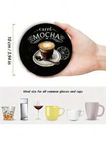 6 piezas Posavasos de madera con estampado de café - Protectores de mesa impresos de colores - Accesorios de cocina antideslizantes - Decoración del hogar - Suministros para fiestas temáticas - Regalos de inauguración de casa/Acción de Gracias para agregar un ambiente acogedor