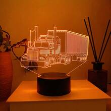 1pc Customizable 3D Night Light Truck Tractor Shape Lamp, Creative Gift For Car Lovers, Personalized Memorabilia With Touch Sensitive 7-Color Changing - Multicolor - View 3