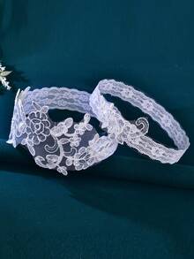 1pc Lace Trim Garter Belt, Bridal Wedding Accessory,For Wedding Party Dress - White Lace - View 3