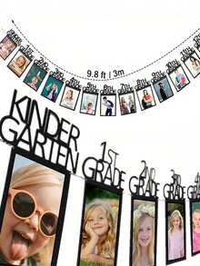 Graduate Decoration Set - Graduation Photo Banner Set, Display Frames For Kindergarten To 12th Grade, Suitable For Graduation Party And Home Decor. Graduation Photo Pennant, Grad Ceremony Photo Display Frame, Graduation Glitter Pull Flower Banner,Back To School,School Supplies - Multicolor - View 1