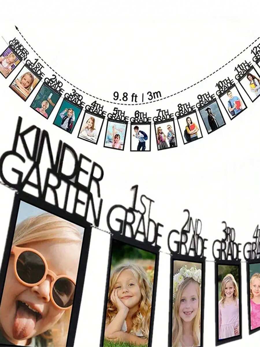 Graduate Decoration Set - Graduation Photo Banner Set, Display Frames For Kindergarten To 12th Grade, Suitable For Graduation Party And Home Decor. Graduation Photo Pennant, Grad Ceremony Photo Display Frame, Graduation Glitter Pull Flower Banner,Back To School,School Supplies - Multicolor - View 1
