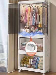 Simple Storage Cabinet, Clothing Storage Closet, Clothes Cabinet, Plastic Household Foldable - White - View 4