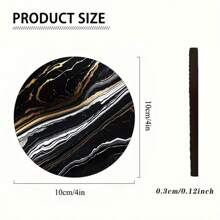 6pcs/Set Gold Marble Coasters, 4 Inches (10.16cm) Diameter, Designed For Drinks, Made Of Absorbent Rubber Material With Non-Slip Bottom, Ideal For Home Kitchen Or Bar Decoration, Also Great Housewarming Gift