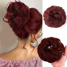 Synthetic Messy Bun Hair Pieces, Curly Wavy Bun Hair Band, Suitable For Women's High Bun Ponytail Hair Pieces