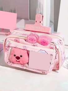 1 Peça Estojo de Lápis Grande de Estilo Novo 2025 com Capacidade, Bolsa de Papelaria Transparente com Tampa Flip Multi-Camadas, Pode Ser Usado para Armazenar Canetas, Borrachas, Réguas e Outras Papelarias, Bolsa de Papelaria à Prova de Poeira e Sujeira para Escrivaninha Escolar, Bolsa de Armazenamento de Cosméticos Multifuncional para Dormitório. Somente os acessórios mostrados abaixo da imagem principal estão incluídos. Volta às Aulas, Materiais Escolares, Estojo de Lápis, Mochila Escolar