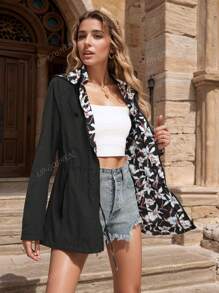 Giacca leggera e reversibile da donna, giacca a vento casual, giacca parasole con stampa, impermeabile
