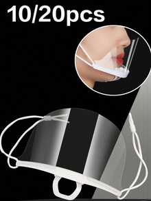 10/20片装透明口罩餐饮专用服务员防唾液食品卫生塑料防护罩