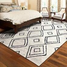 Large Area Rug/1000g/Square Meter, White Personalized Diamond Pattern, Luxurious Area Rug, Premium Machine-Washable, Upgraded Version With Thickened And Denser Material, Fade-Resistant, Modern, Elegant And Stylish Carpet Room Decor Bathroom Accessories Back To School