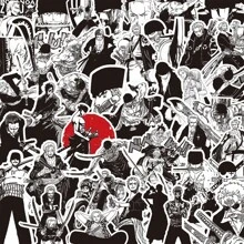 ONE PIECE 75PCS Cartoon Anime One Piece Zoro Black And White Stickers Cool Graffiti Decals DIY Phone Suitcase Laptop Fridge Wall Decoration Sticker Toy Room Decor Home Decor