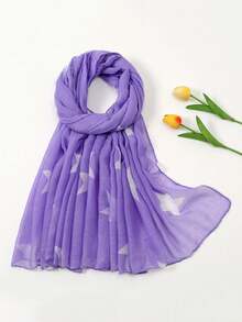 1pc Lightweight Summer Scarf With Star, Zebra Print, Geometric Pattern, Butterfly Prints - Multicolor - View 5