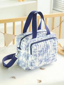 1pc Quilted Ditsy Floral Crossbody Tote Bag, Suitable For Strollers