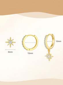 1/3 Stücke Set Kleine Creolen Ohrringe für Frauen in Goldplattierung, glänzende Stern-Creolen mit Kubikzirkoniabesatz für Ohrknorpel, Ohrpiercing-Schmuck für Frauen und Mädchen als Geschenk
