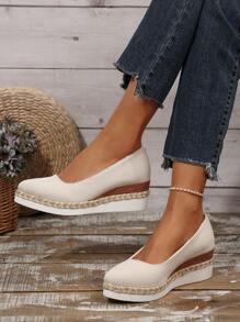 Women's Flat Loafers, Fashionable Versatile Casual Slip-On Pointed Toe Wedge Shoes