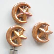 10pcs 27mm Color Plated AB Star & Moon Shape Straight Hole Beads, DIY Beaded Mobile Chain, Bag Charm, Keychain Materials & Accessories